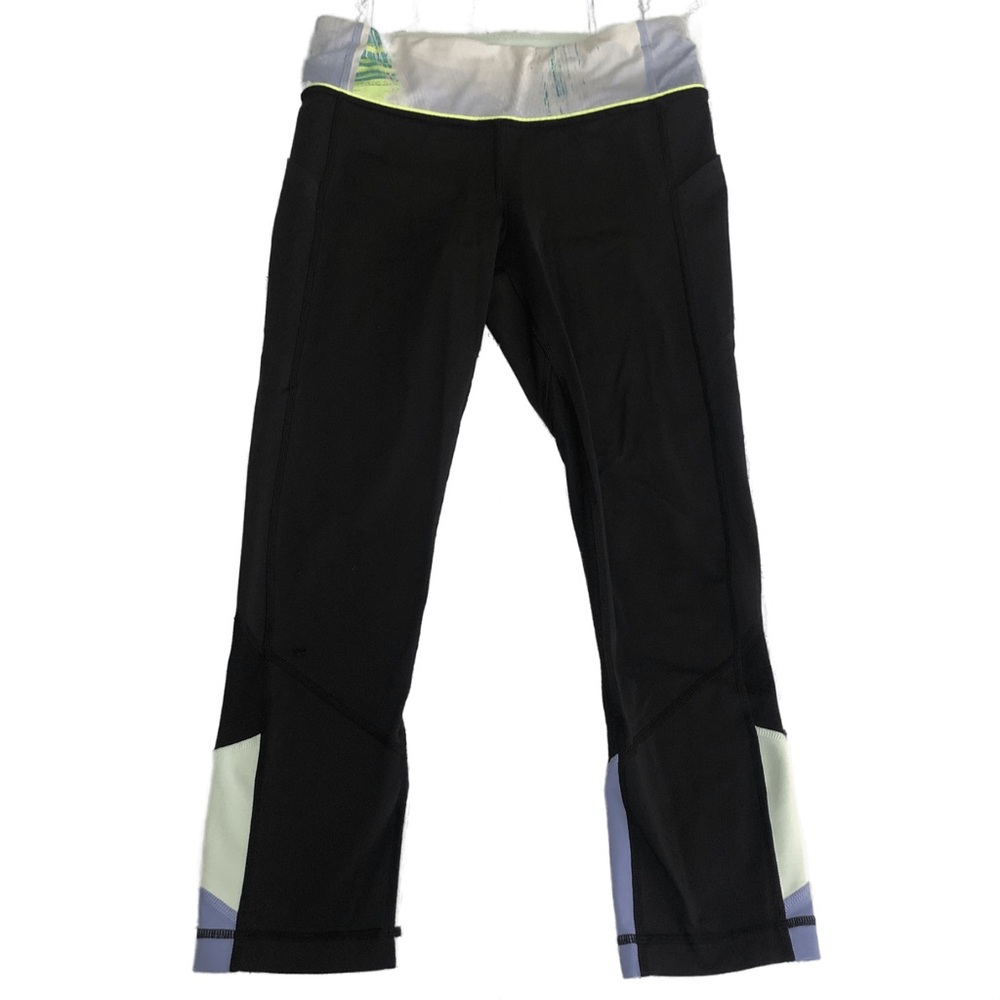 Lululemon Pace Rival Crop Black Wind Chill Black Lullaby Periwinkle Green